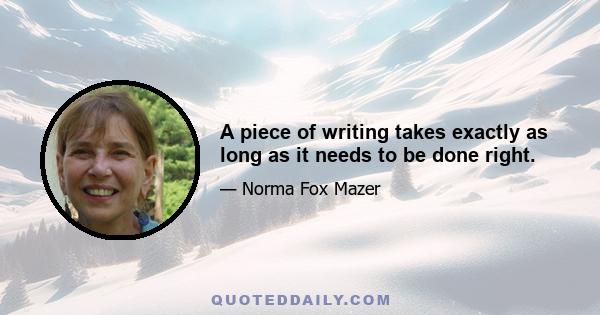 A piece of writing takes exactly as long as it needs to be done right.