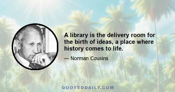 A library is the delivery room for the birth of ideas, a place where history comes to life.