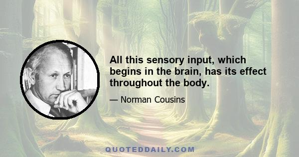 All this sensory input, which begins in the brain, has its effect throughout the body.