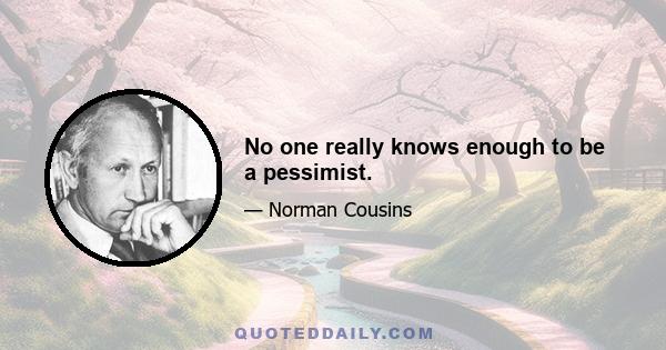 No one really knows enough to be a pessimist.