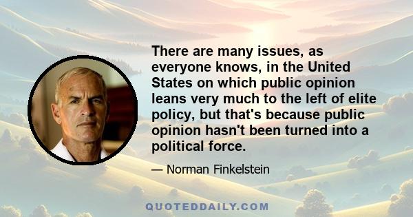 There are many issues, as everyone knows, in the United States on which public opinion leans very much to the left of elite policy, but that's because public opinion hasn't been turned into a political force.