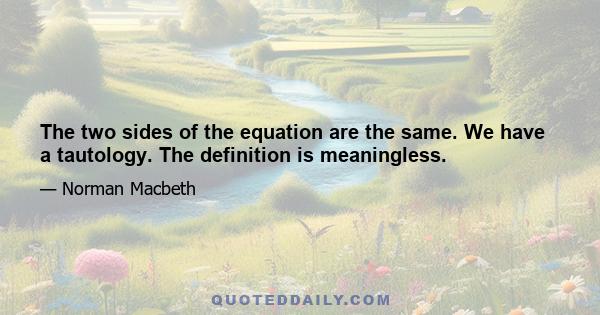 The two sides of the equation are the same. We have a tautology. The definition is meaningless.