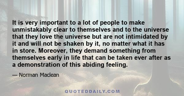 It is very important to a lot of people to make unmistakably clear to themselves and to the universe that they love the universe but are not intimidated by it and will not be shaken by it, no matter what it has in