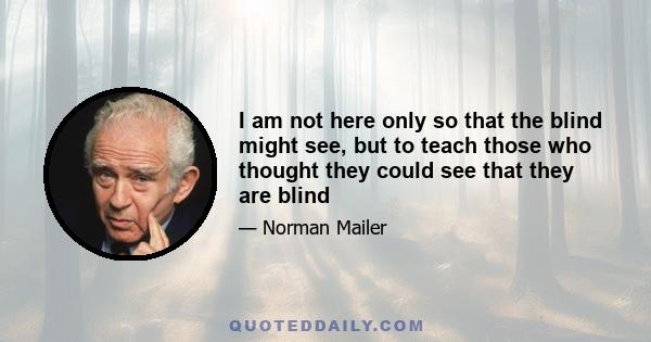 I am not here only so that the blind might see, but to teach those who thought they could see that they are blind