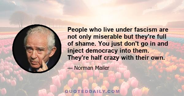 People who live under fascism are not only miserable but they're full of shame. You just don't go in and inject democracy into them. They're half crazy with their own.