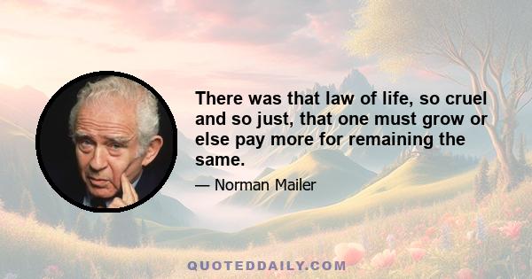 There was that law of life, so cruel and so just, that one must grow or else pay more for remaining the same.