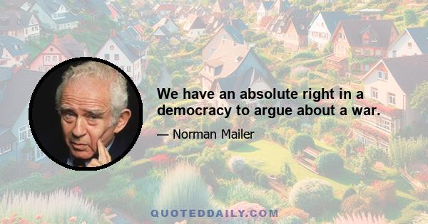 We have an absolute right in a democracy to argue about a war.