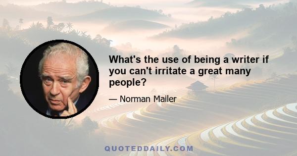 What's the use of being a writer if you can't irritate a great many people?