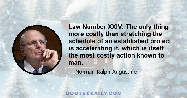 Law Number XXIV: The only thing more costly than stretching the schedule of an established project is accelerating it, which is itself the most costly action known to man.