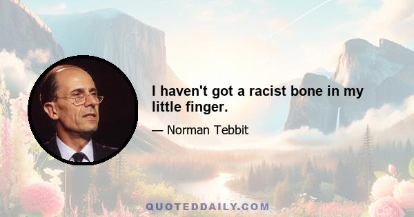 I haven't got a racist bone in my little finger.