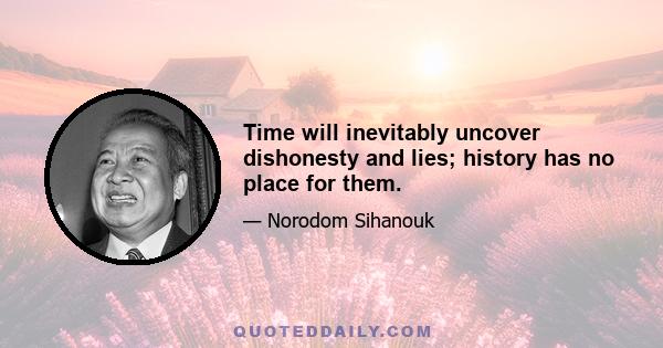 Time will inevitably uncover dishonesty and lies; history has no place for them.