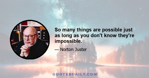 So many things are possible just as long as you don't know they're impossible.