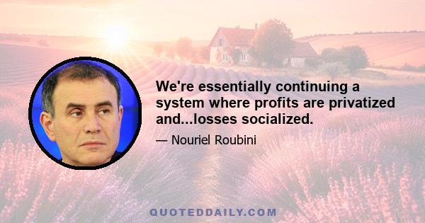 We're essentially continuing a system where profits are privatized and...losses socialized.