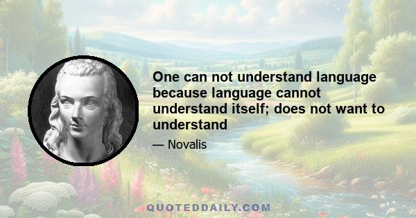 One can not understand language because language cannot understand itself; does not want to understand