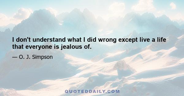 I don't understand what I did wrong except live a life that everyone is jealous of.