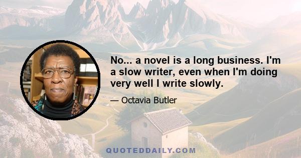 No... a novel is a long business. I'm a slow writer, even when I'm doing very well I write slowly.