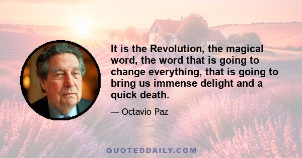 It is the Revolution, the magical word, the word that is going to change everything, that is going to bring us immense delight and a quick death.