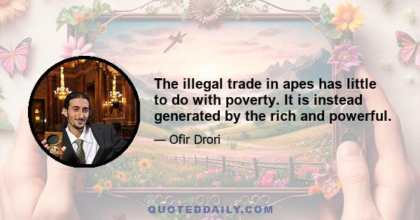 The illegal trade in apes has little to do with poverty. It is instead generated by the rich and powerful.