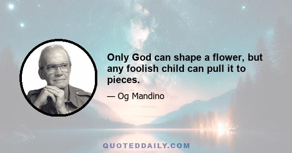 Only God can shape a flower, but any foolish child can pull it to pieces.