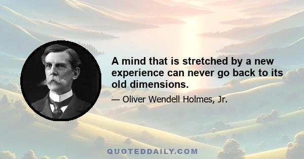 A mind that is stretched by a new experience can never go back to its old dimensions.