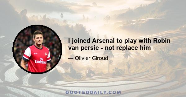 I joined Arsenal to play with Robin van persie - not replace him