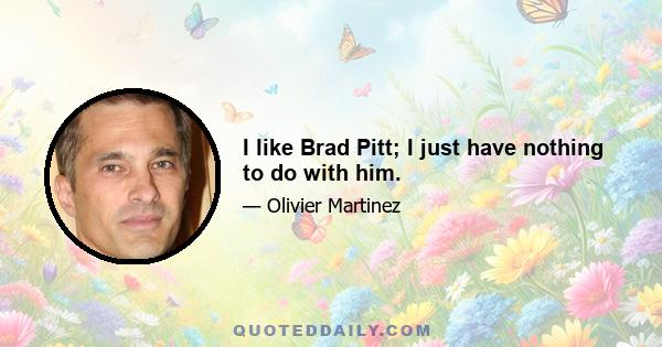 I like Brad Pitt; I just have nothing to do with him.