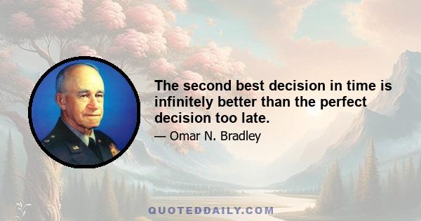 The second best decision in time is infinitely better than the perfect decision too late.