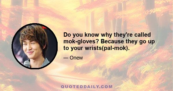 Do you know why they're called mok-gloves? Because they go up to your wrists(pal-mok).