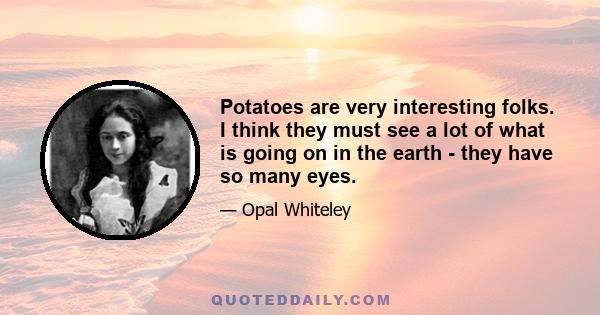 Potatoes are very interesting folks. I think they must see a lot of what is going on in the earth - they have so many eyes.