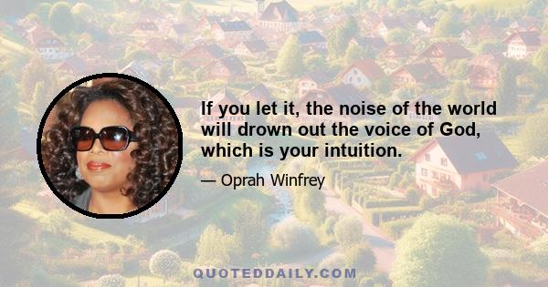 If you let it, the noise of the world will drown out the voice of God, which is your intuition.