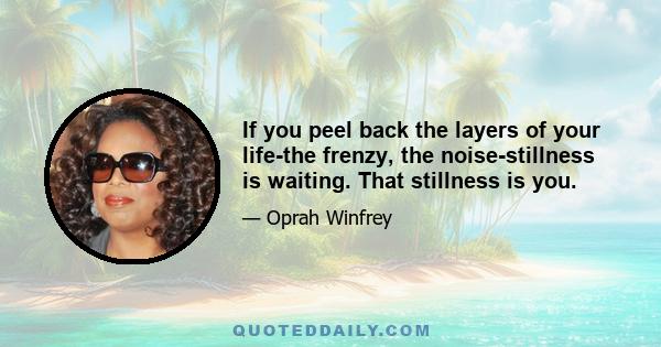 If you peel back the layers of your life-the frenzy, the noise-stillness is waiting. That stillness is you.