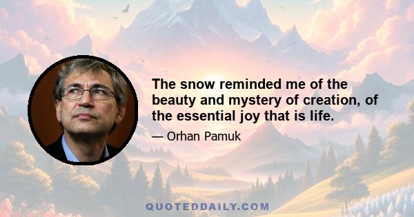 The snow reminded me of the beauty and mystery of creation, of the essential joy that is life.