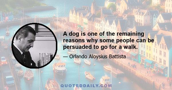 A dog is one of the remaining reasons why some people can be persuaded to go for a walk.