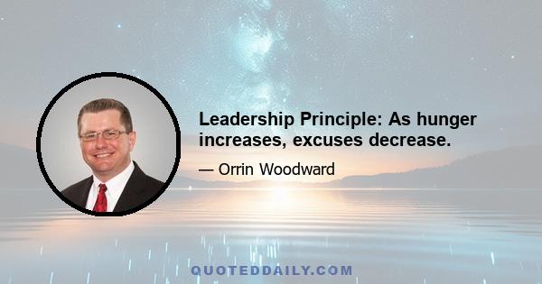 Leadership Principle: As hunger increases, excuses decrease.