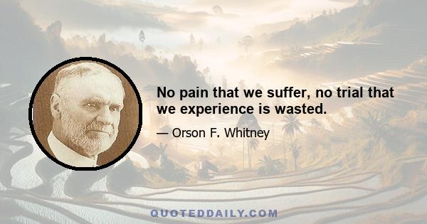 No pain that we suffer, no trial that we experience is wasted.