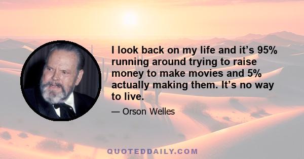 I look back on my life and it’s 95% running around trying to raise money to make movies and 5% actually making them. It’s no way to live.