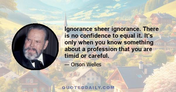 Ignorance sheer ignorance. There is no confidence to equal it. It's only when you know something about a profession that you are timid or careful.