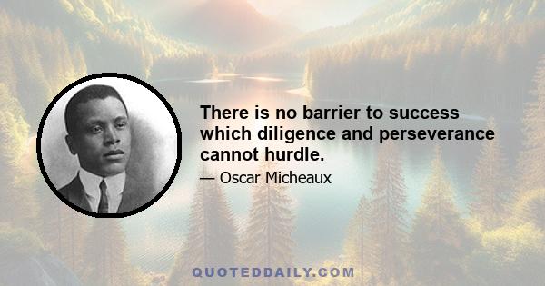 There is no barrier to success which diligence and perseverance cannot hurdle.