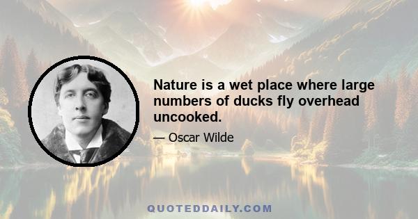 Nature is a wet place where large numbers of ducks fly overhead uncooked.