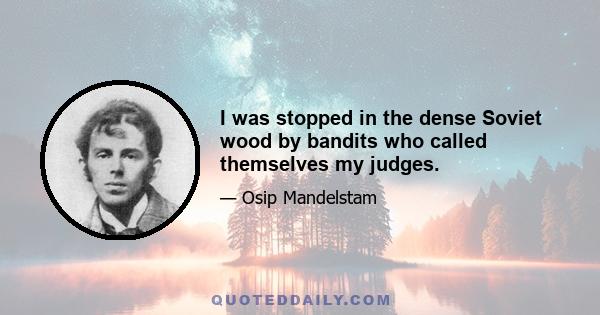 I was stopped in the dense Soviet wood by bandits who called themselves my judges.