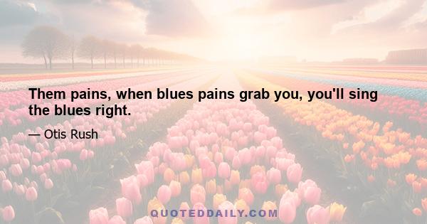 Them pains, when blues pains grab you, you'll sing the blues right.