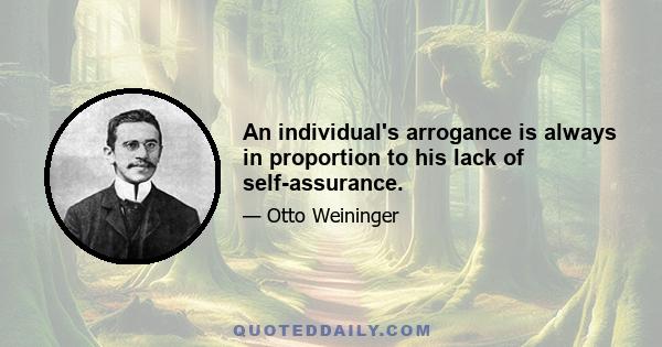 An individual's arrogance is always in proportion to his lack of self-assurance.