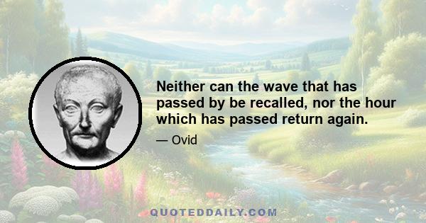 Neither can the wave that has passed by be recalled, nor the hour which has passed return again.