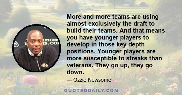 More and more teams are using almost exclusively the draft to build their teams. And that means you have younger players to develop in those key depth positions. Younger players are more susceptible to streaks than