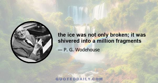 the ice was not only broken; it was shivered into a million fragments