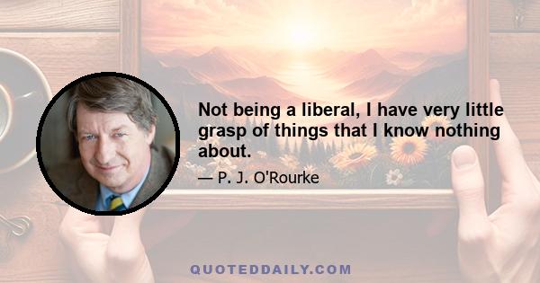 Not being a liberal, I have very little grasp of things that I know nothing about.