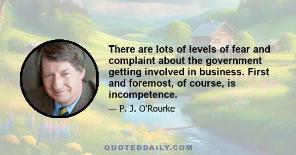 There are lots of levels of fear and complaint about the government getting involved in business. First and foremost, of course, is incompetence.