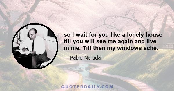 so I wait for you like a lonely house till you will see me again and live in me. Till then my windows ache.