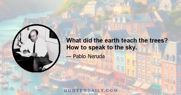 What did the earth teach the trees? How to speak to the sky.