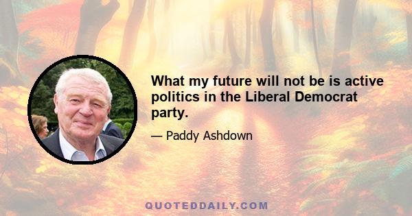 What my future will not be is active politics in the Liberal Democrat party.